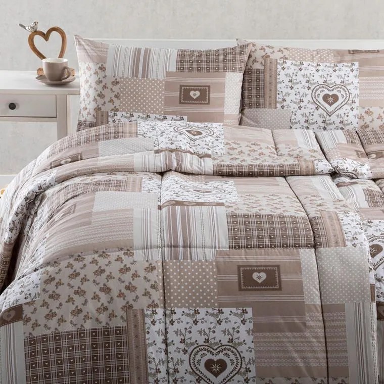 decoDoma Set de vară pernă şi pilotă PATCHWORK bej