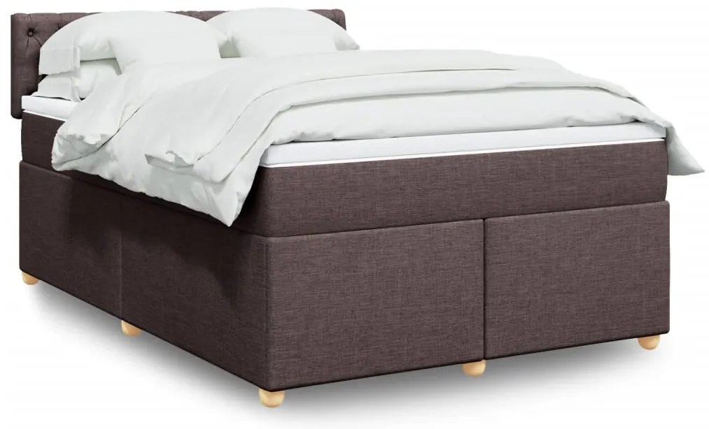 vidaXL Pat box spring cu saltea, maro închis, 140x200 cm, textil