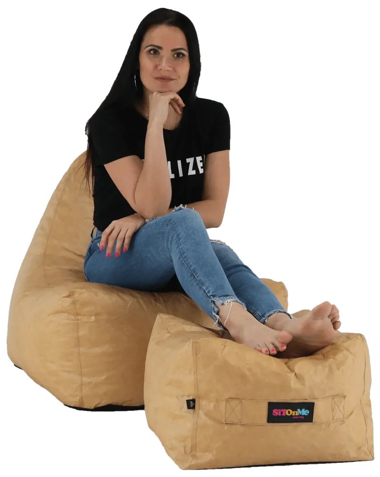 Fotoliu tip sac, material textil bej, RIMINO TIPUL 1