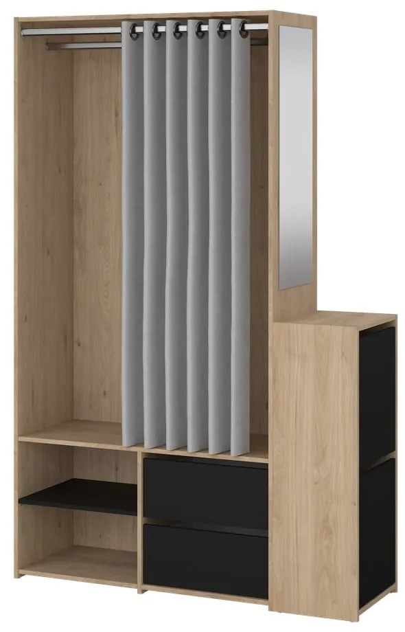 Set pentru hol negru/cu aspect de lemn de stejar Kit – Tvilum