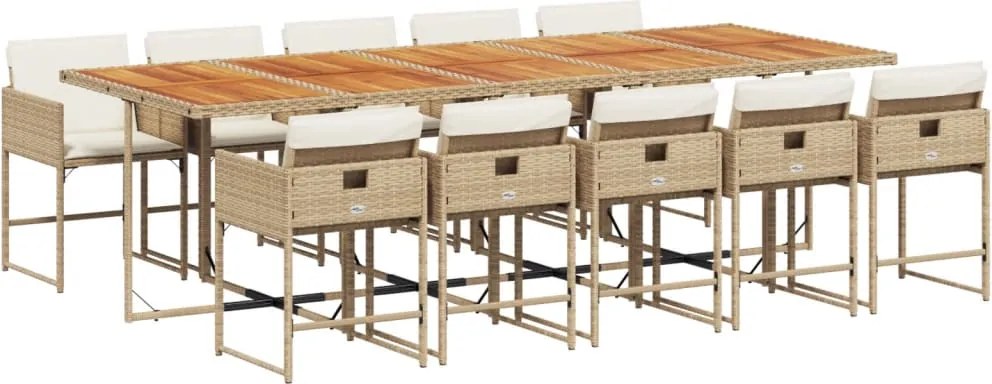 vidaXL Set mobilier de grădină cu perne, 11 piese, bej, poliratan