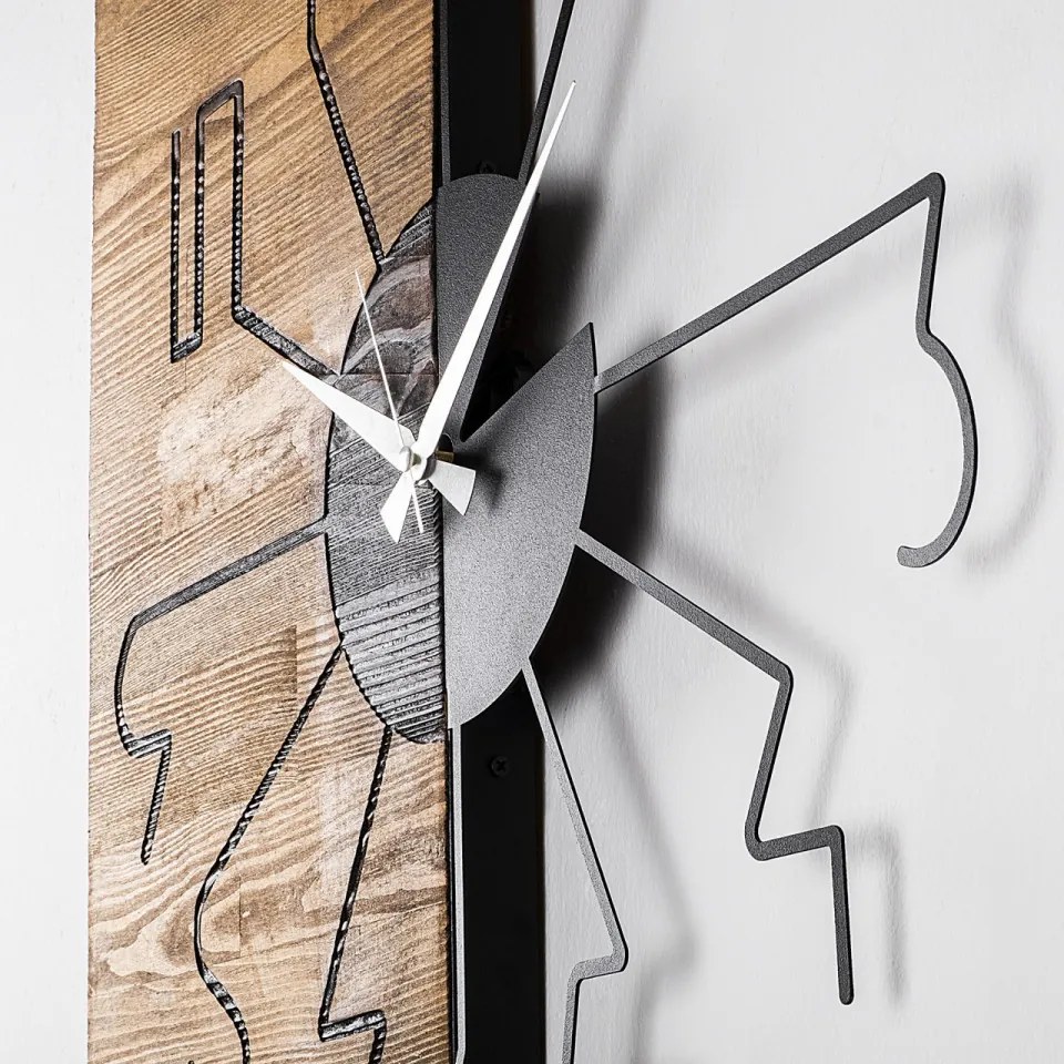 Ceas Decorativ de Perete Wooden Clock 29, Lemn / Metal