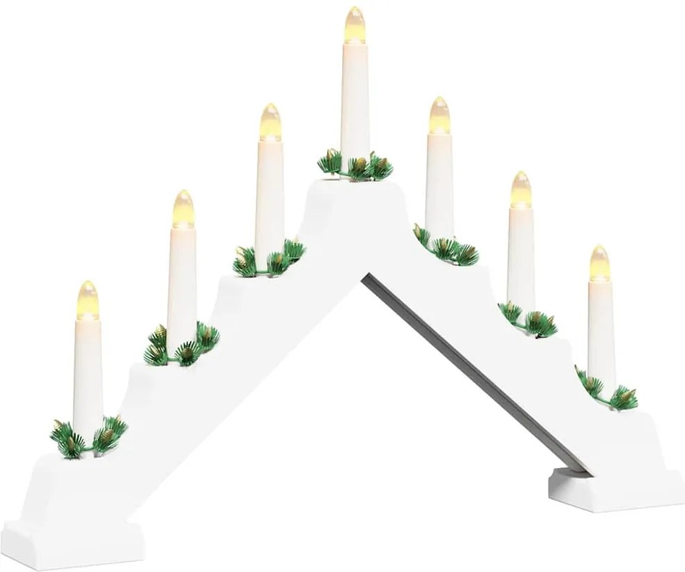 vidaXL Pod din Lumânări de Crăciun cu 7 LED Alb 39.5 x 5 x 29 cm