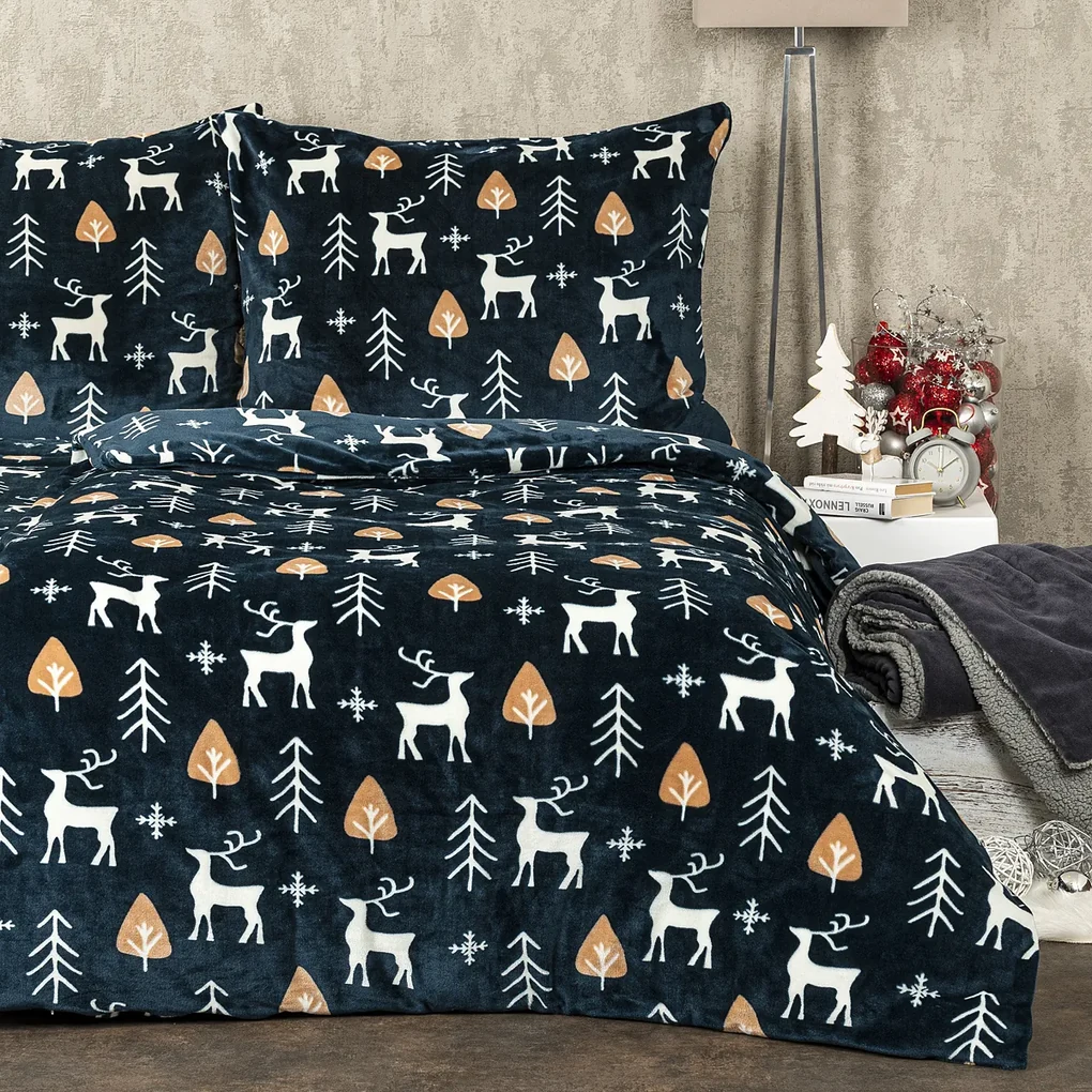 Lenjerie pat 1 pers. 4Home Nordic Deer microflanel, 140 x 220 cm, 70 x 90 cm