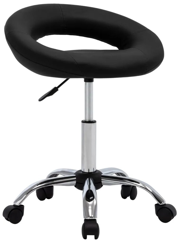 vidaXL Scaun de bucătărie pivotant, negru, piele ecologică