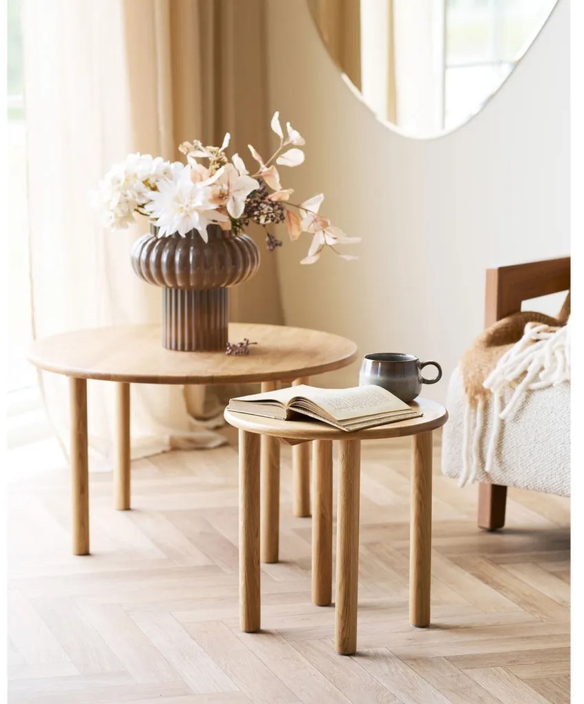 Măsuță Jena din stejar, naturală, ø40X40cm