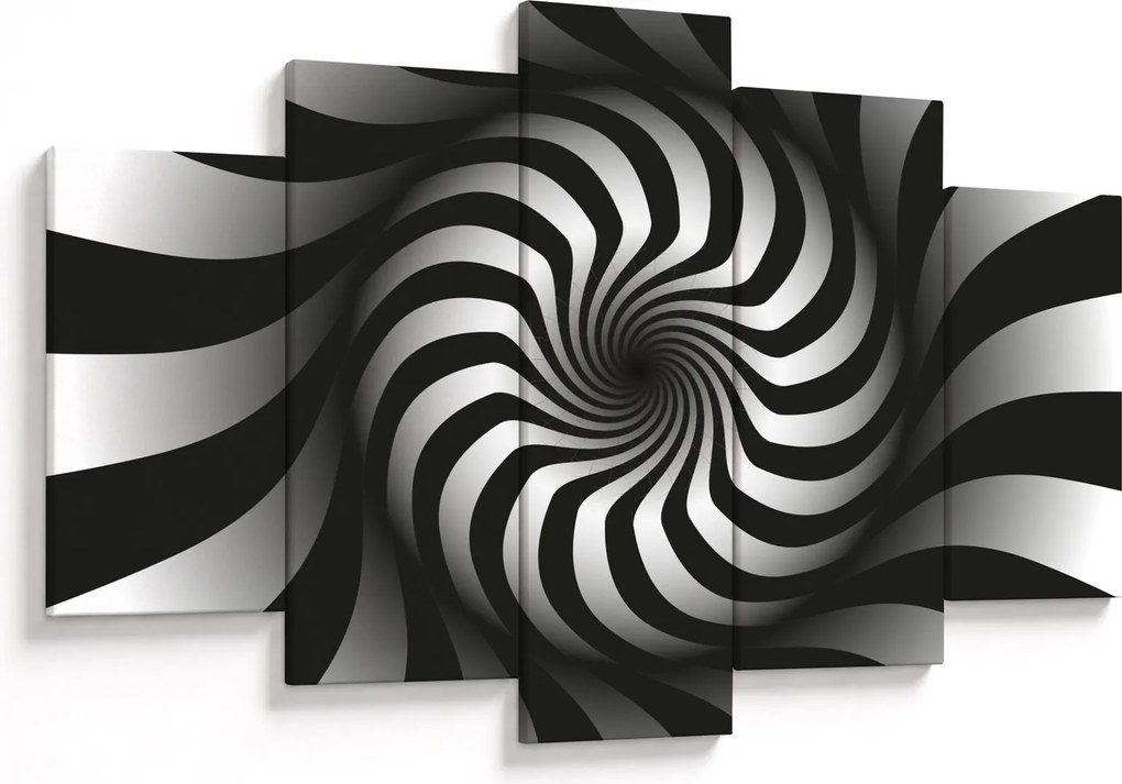 Tablou abstract cu spirala alb neagră (150x105 cm)