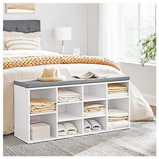 Dulap De Depozitare Pentru Pantofi, Alb Si Gri, 104 Cm