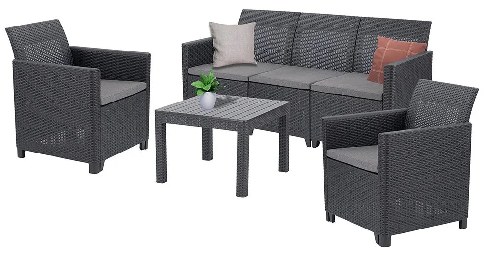 Set de mobilier de grădină Claire VI cu 5 locuri și masă Orlando, grafit