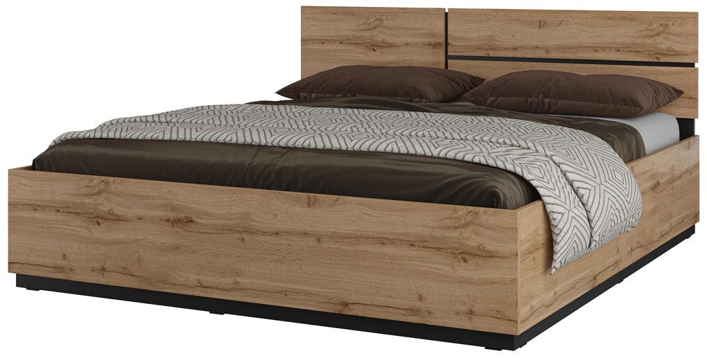 Pat matrimonial 180 cm Crossroad S32 (stejar wotan + negru). 1118257