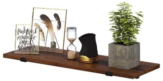 Set de 2 rafturi de perete SHELFY, maro/negru