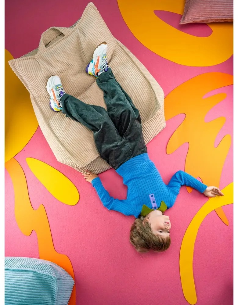 Fotoliu puf pentru copii maro deschis cu tapițerie din catifea reiată Chair – Wigiwama