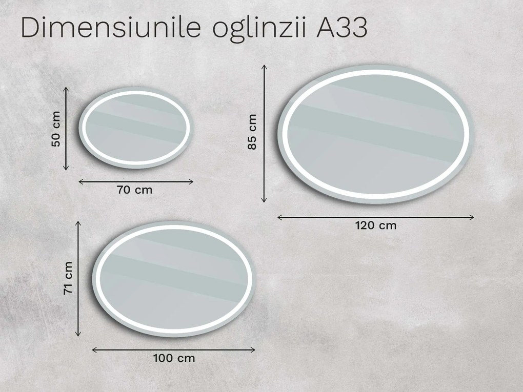 Oglindă ovală cu iluminare A33