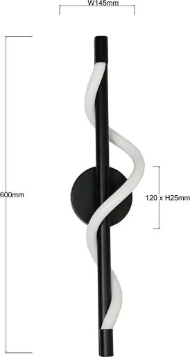 Aplica LED de perete MELECA, 12 W, 230 V, 3000/4000/6000 K, negru