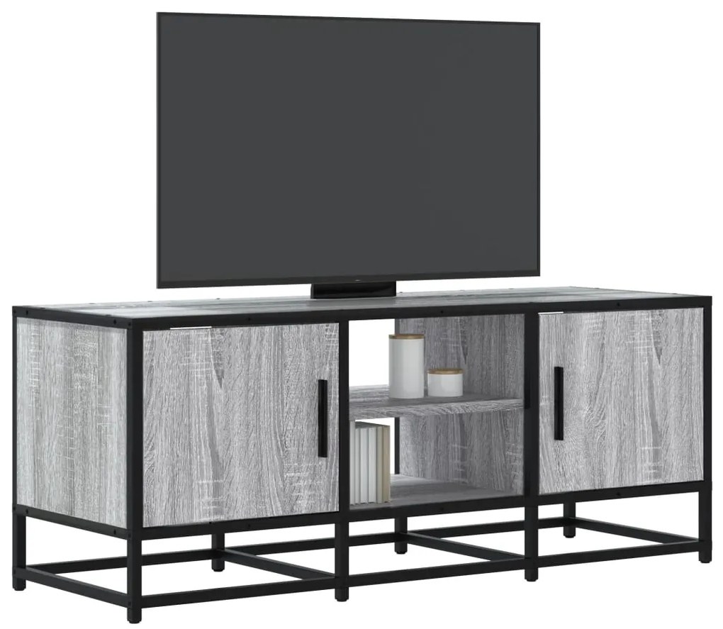 vidaXL Dulap TV, gri sonoma, 100x35x41 cm, lemn prelucrat și metal