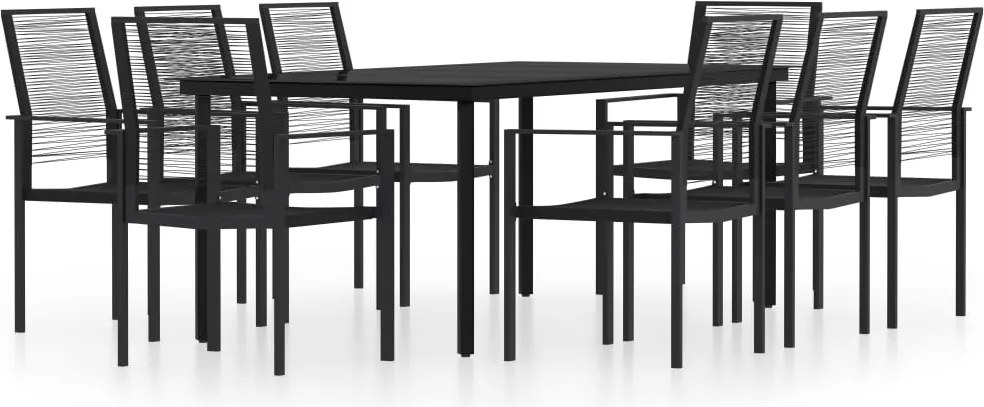 vidaXL Set mobilier de grădină, 9 piese, negru