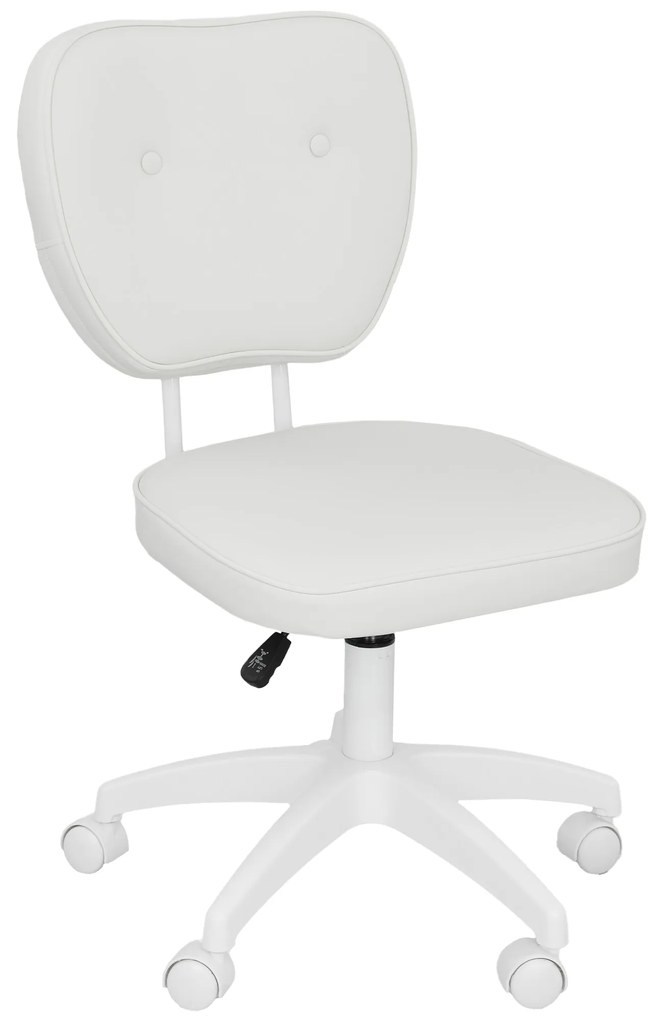 Vinsetto Scaun de birou fără brațe, fauteuil de birou, înălțime reglabilă, rotativ 360°, 46 x 59 x 82-92 cm, alb | Aosom Romania