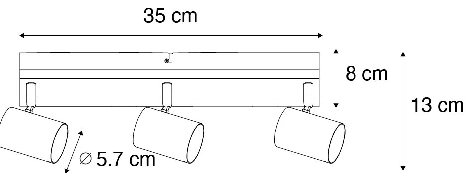 Spot inteligent de tavan negru cu lemn 3 lumini rotativ și înclinabil, incl. Wifi GU10 50mm - Jeana