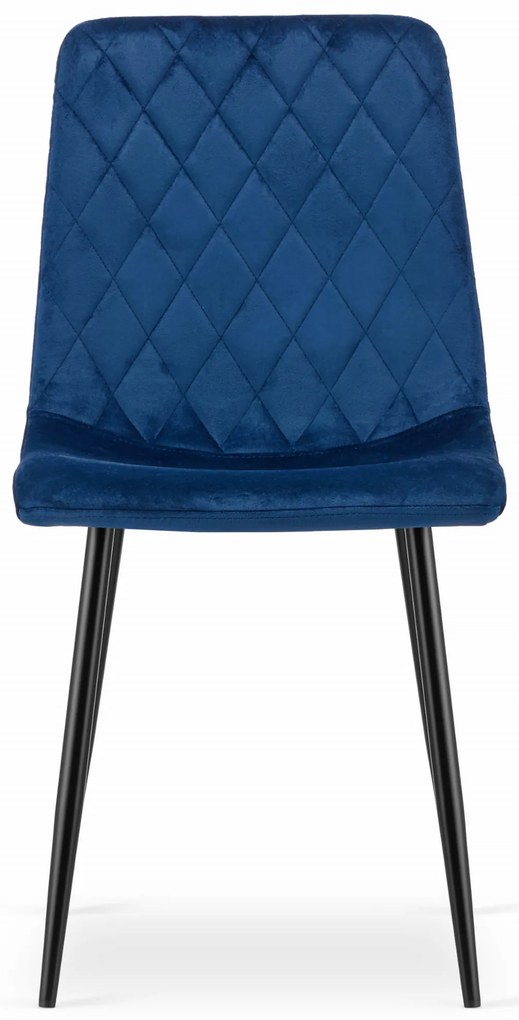 Scaun de masa din catifea albastru cu picioare negre, TURIN