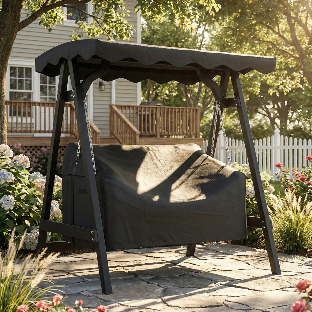 Outsunny Husă pentru leagăn de grădină 2 locuri, husă de protecție impermeabilă, rezistentă la vânt și la UV, material Oxford 420D | Aosom Romania