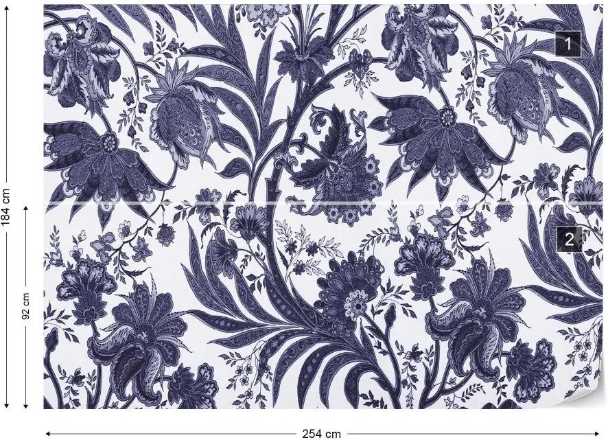 GLIX Fototapet - Flowers Plants Vintage Pattern Vliesová tapeta  - 254x184 cm