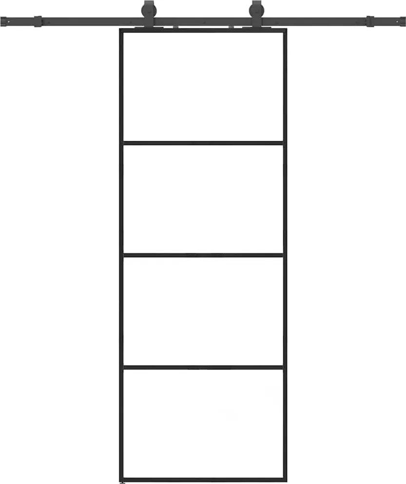 vidaXL Ușă glisantă cu set de feronerie neagră 76x205 cm Sticlă ESG