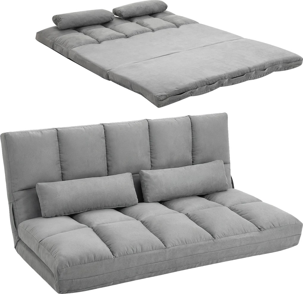 HOMCOM Canapea De Podea Pliabila, 130x73x60 cm Gri | Aosom Romania
