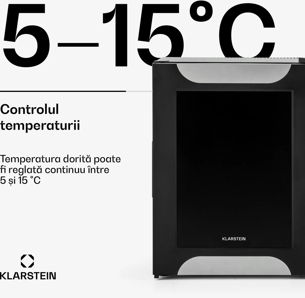 Klarstein Happy Hour, negru cu ușă decorativă, minibar, frigider, 33 l, silențios, G