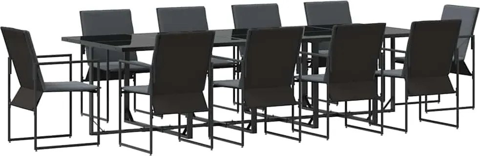 vidaXL Set de masă pentru grădină 11 pcs Negru Oțel