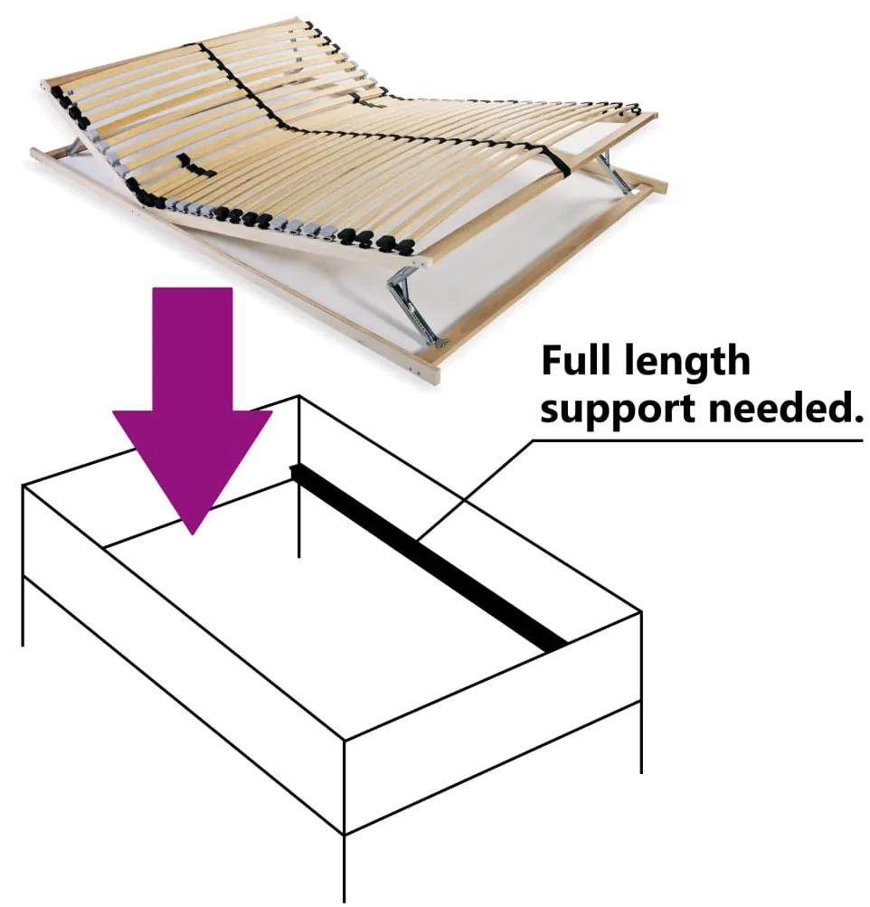 Baza de pat cu sipci, 28 sipci, 7 zone, 140 x 200 cm 140 x 200 cm, Tetiera  suport pentru picioare (manual), nu