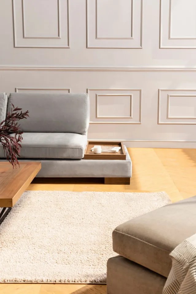Coltar Tulip Corner Left With Pouf, Gri Deschis