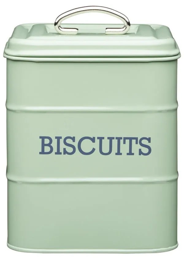 Cutie metalică pentru biscuiți Kitchen Craft Nostalgia, verde, înălțime 19 cm