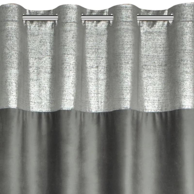 Draperie opacă gri, cu aplicare în partea superioară 140x250 cm