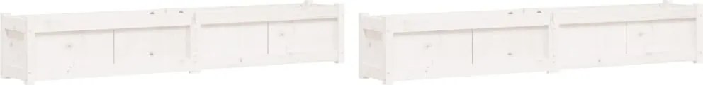 vidaXL Jardiniere de grădină, 2 buc., alb, lemn masiv de pin