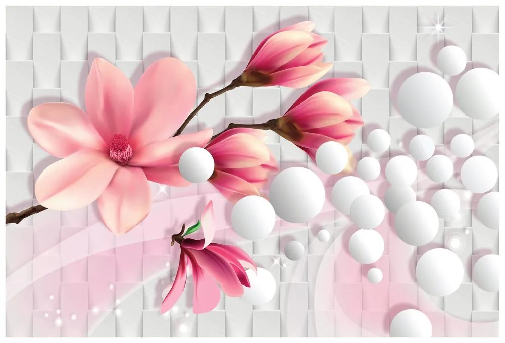 Tapet magnolie cu elementele abstracte