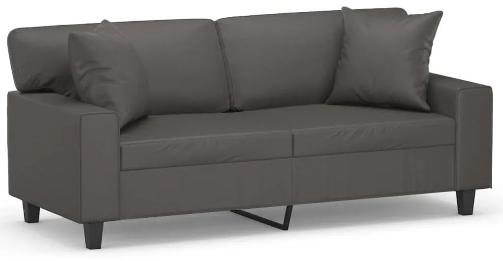 3153062 vidaXL Canapea cu 2 locuri, perne&pernuțe gri 140 cm piele ecologică