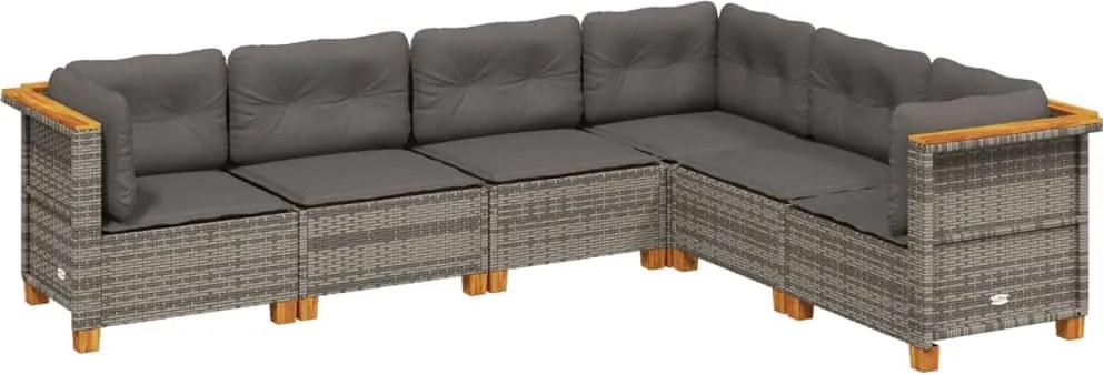 vidaXL Set mobilier grădină cu perne, 6 piese, gri, poliratan