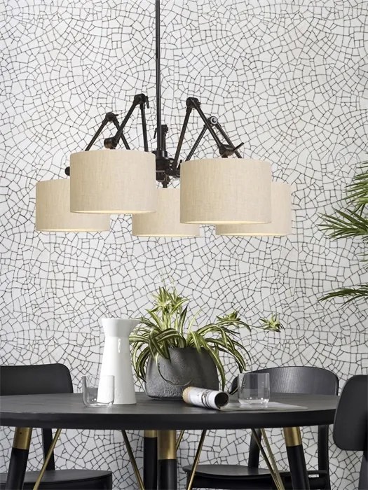 Lustra moderna cu 5 brate articulate Amsterdam abajur light linen