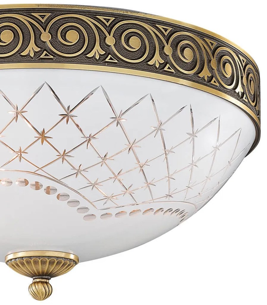 Plafoniera clasic design italian din alama, sticla 7002 RA-PL. 7002/3