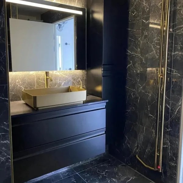 Lavoar pe blat LJORDAL 52 x 34 cm, oțel/alamă - BATH DELUXE 06-052-18-70-00