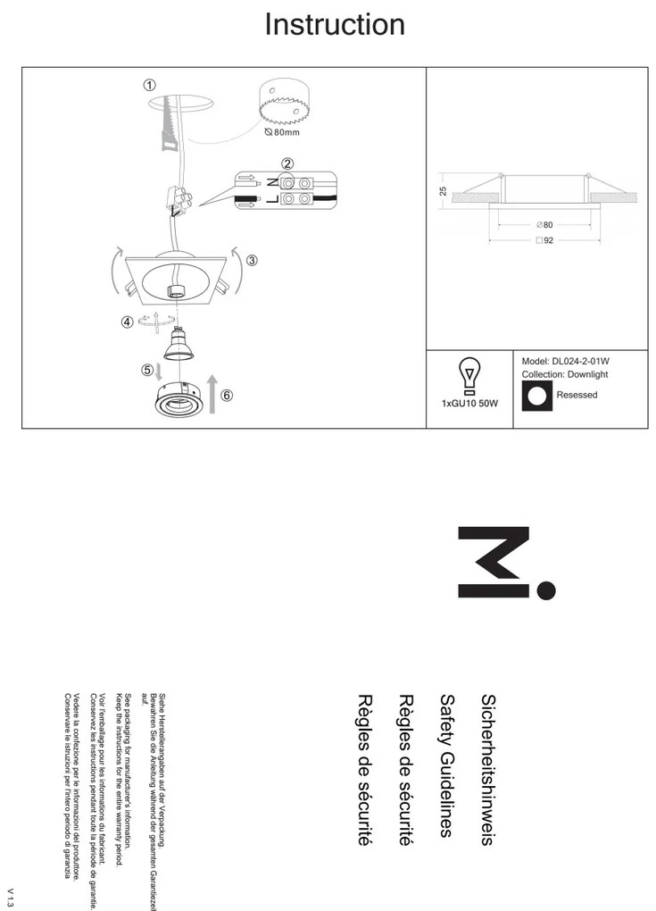 Spot Atom DL024-2-01W, incastrat, 1xGU10, alb, IP20, Maytoni