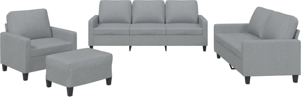 vidaXL Set de canapele cu perne, 4 piese, gri deschis, textil