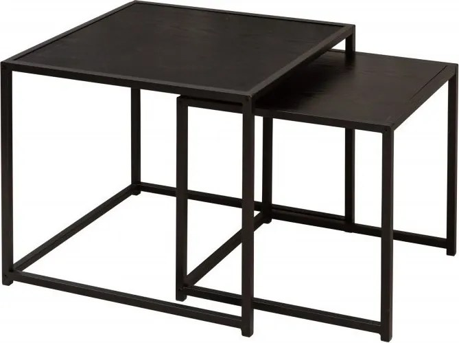 Set de 2 masute design industrial Slim Line 50cm, negru