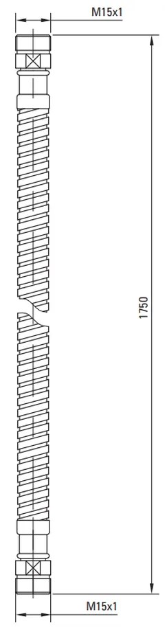 Furtun dus Deante pentru baterie cada cu 3 orificii, 170 cm