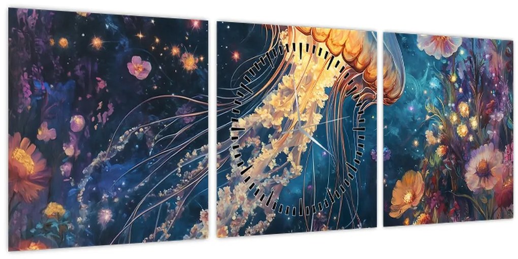 Tablou - Meduză magică (cu ceas) (90x30 cm)