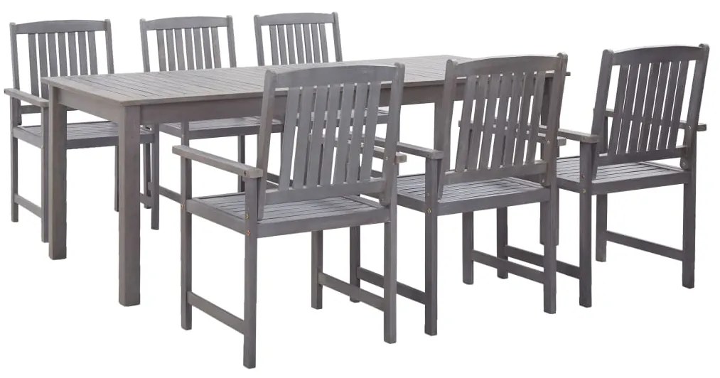 45942 vidaXL Set mobilier de exterior, 7 piese, gri, lemn masiv de acacia