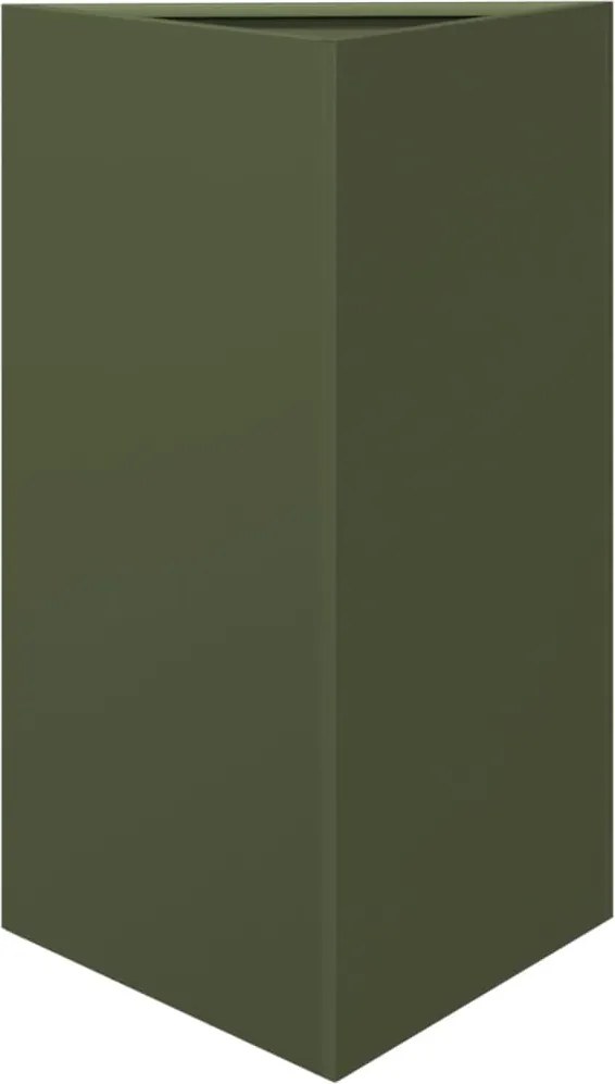 vidaXL Jardinieră de grădină, verde, 50x43x75 cm, oțel, triunghiulară