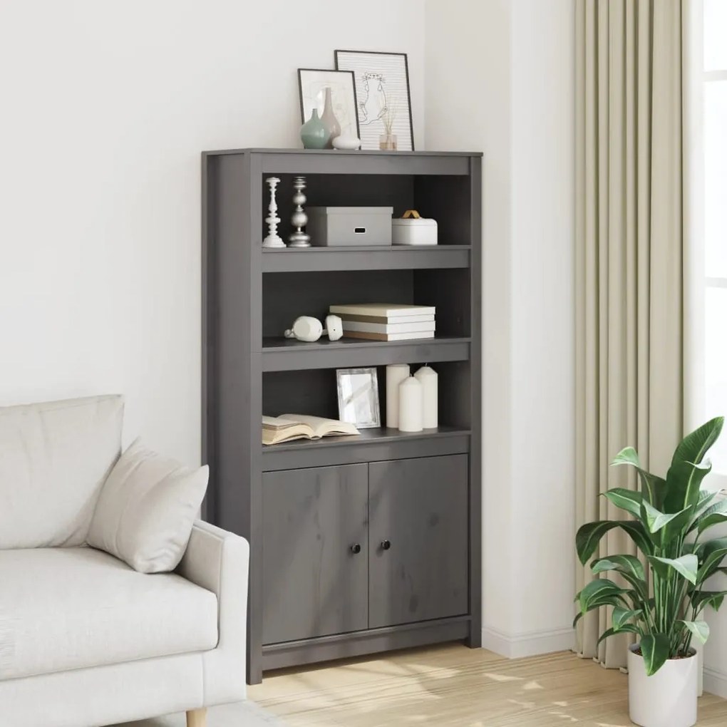vidaXL Dulap înalt, gri, 80x35x154 cm, lemn masiv de pin