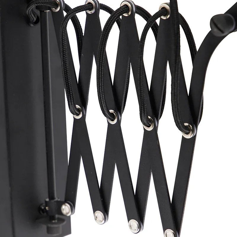 Lampă de perete industrială neagră cu braț reglabil - Merle