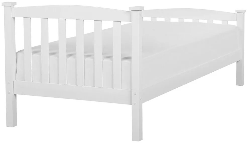 Pat de o persoană 90 cm GERNE (cu somieră) (alb). 1007294